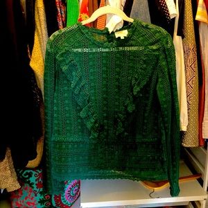Beautiful detail lace green blouse